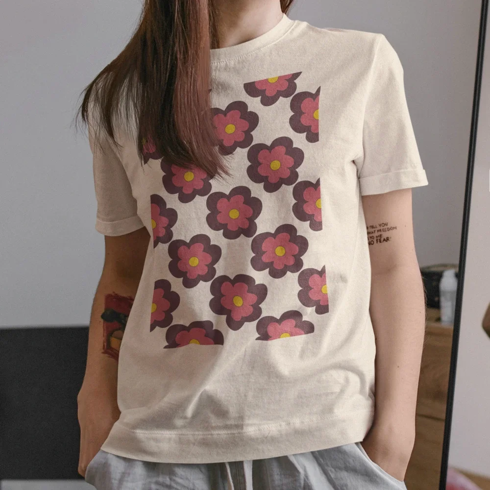 Retro Pink Mauve Flower Vintage Tee